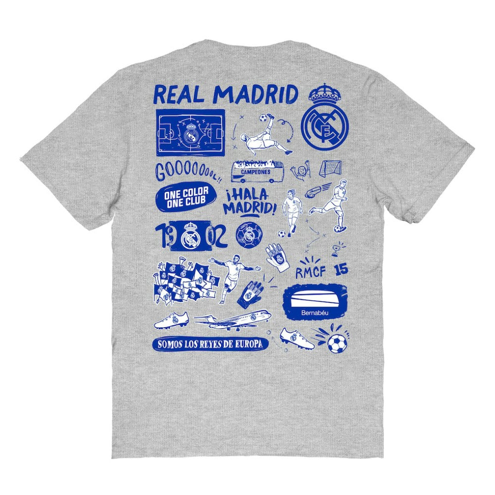 Real Madrid Vive La Fete Women's Impressions Artwork T-Shirt Heather Gray - FIFA World CUP