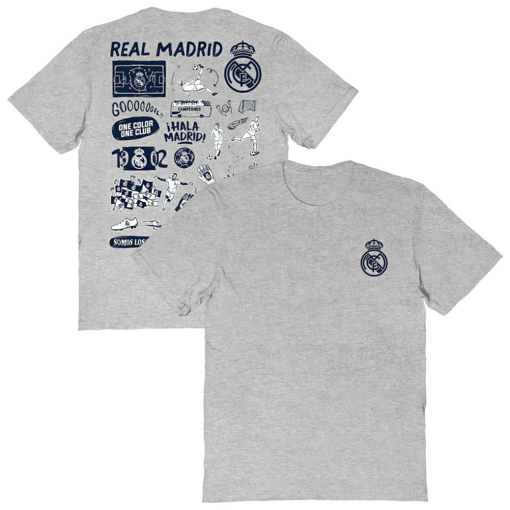 Real Madrid Vive La Fete Women's Impressions Artwork T-Shirt Heather Gray - FIFA World CUP