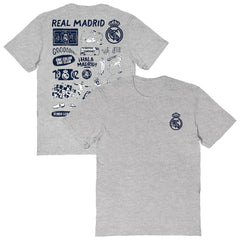 Real Madrid Vive La Fete Women's Impressions Artwork T-Shirt Heather Gray - FIFA World CUP