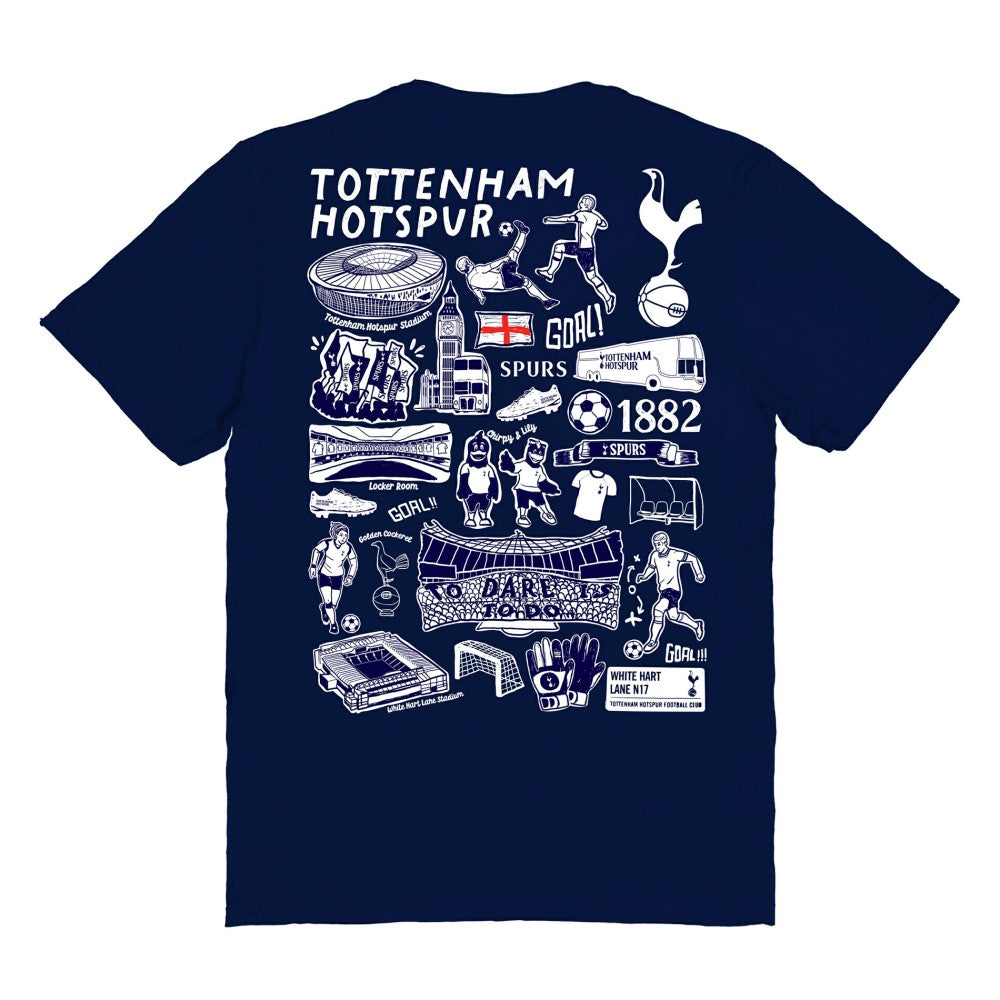 Tottenham Hotspur Vive La Fete Women's Impressions Artwork T-Shirt Navy - FIFA World CUP