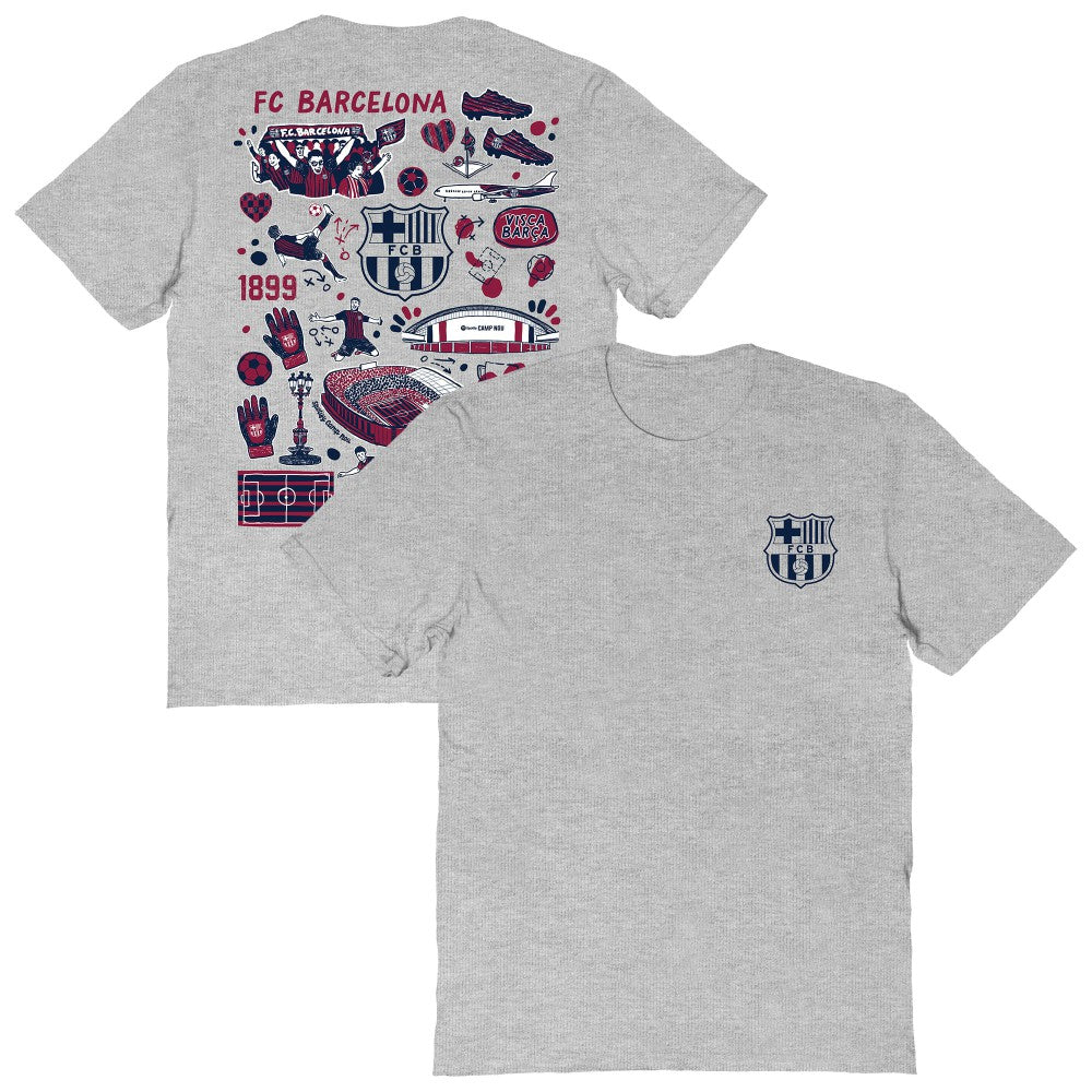 Barcelona Vive La Fete Women's Impressions Artwork T-Shirt Heather Gray - FIFA World CUP
