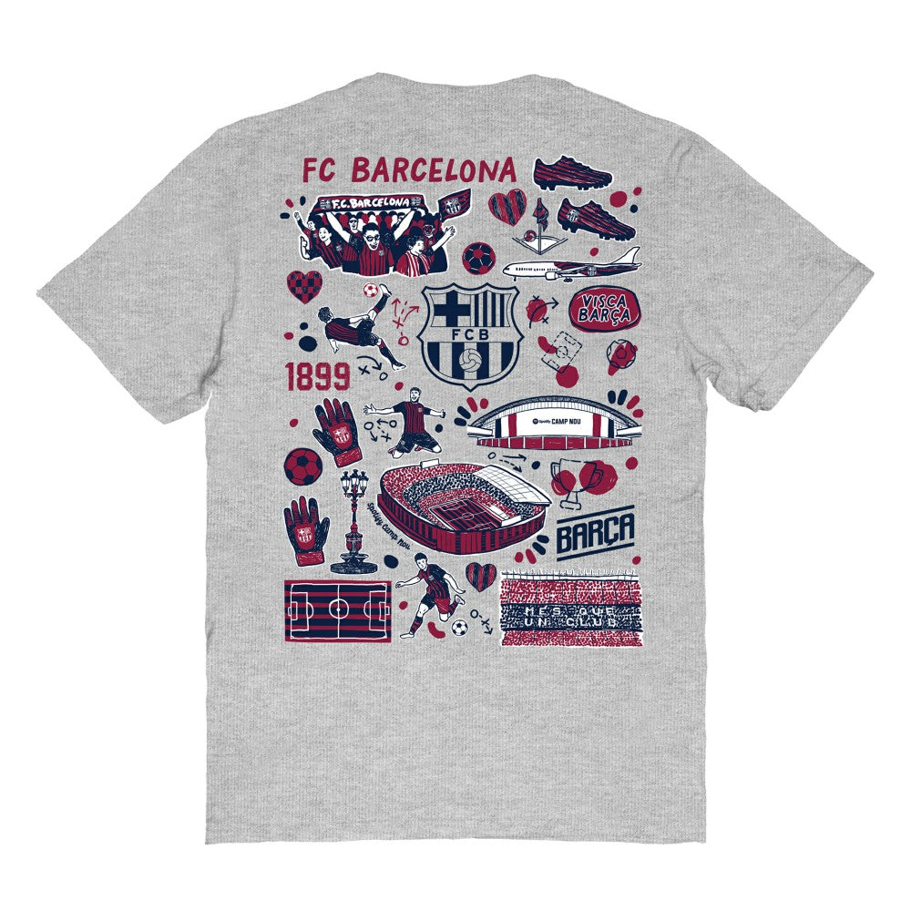 Barcelona Vive La Fete Women's Impressions Artwork T-Shirt Heather Gray - FIFA World CUP