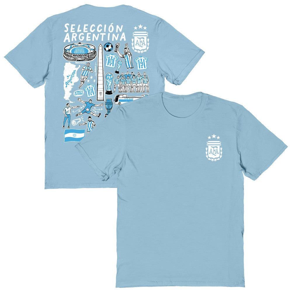 Argentina National Team Vive La Fete Women's Impressions Artwork T-Shirt Light Blue - FIFA World CUP