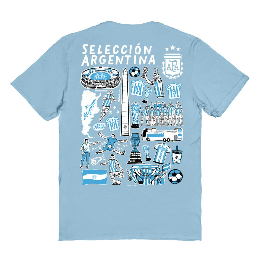 Argentina National Team Vive La Fete Women's Impressions Artwork T-Shirt Light Blue - FIFA World CUP