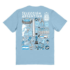 Argentina National Team Vive La Fete Women's Impressions Artwork T-Shirt Light Blue - FIFA World CUP