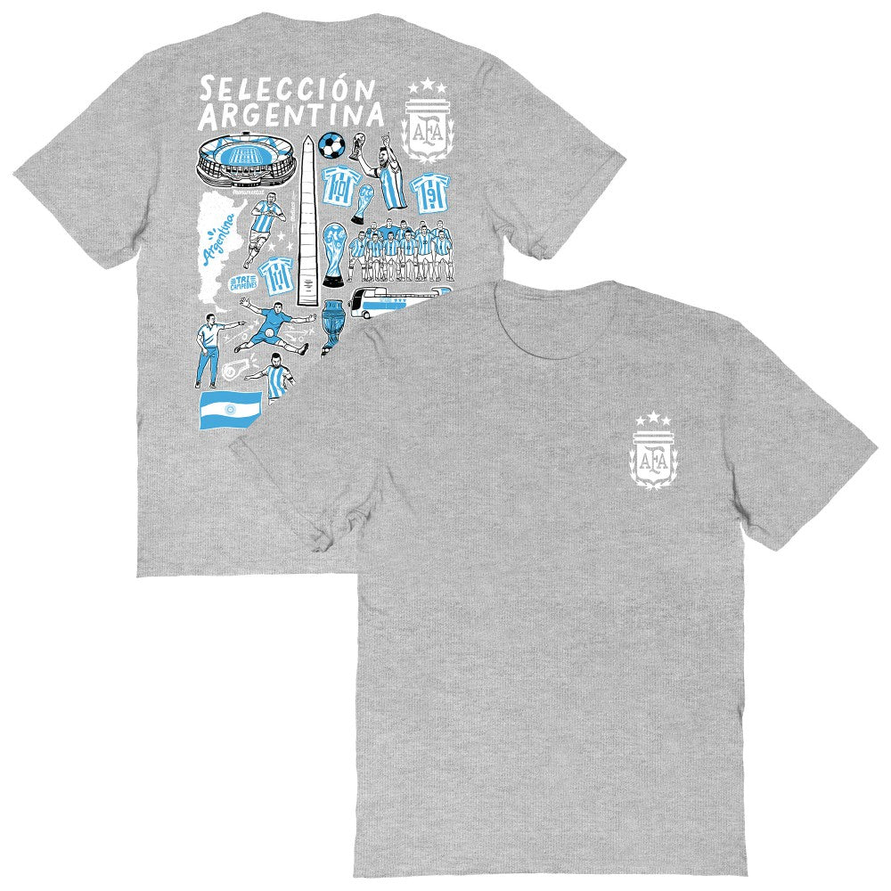 Argentina National Team Vive La Fete Women's Impressions Artwork T-Shirt Heather Gray - FIFA World CUP