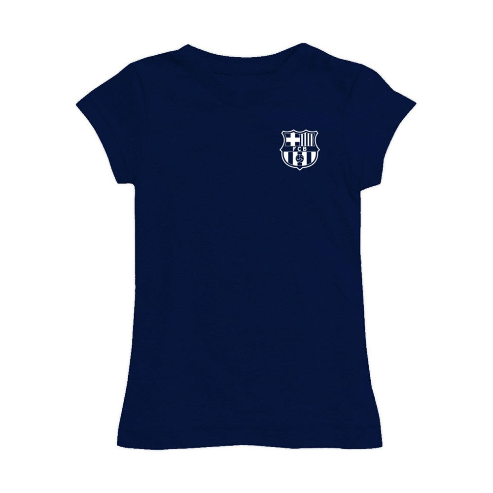 Barcelona Vive La Fete Girls Youth Color Badge Fitted T-Shirt Navy - FIFA World CUP