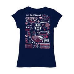 Barcelona Vive La Fete Girls Youth Color Badge Fitted T-Shirt Navy - FIFA World CUP