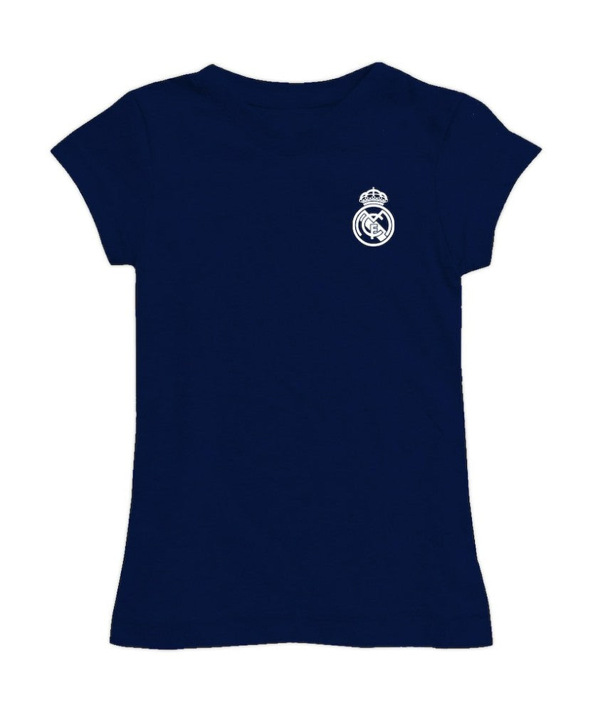 Real Madrid Vive La Fete Girls Youth Color Badge Fitted T-Shirt Navy - FIFA World CUP
