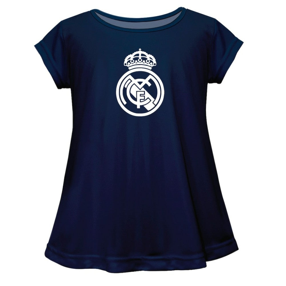 Real Madrid Vive La Fete Girls Youth Color Badge A-Line Top Navy - FIFA World CUP
