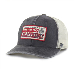 Chicago Blackhawks '47 Canteen Pigment Dyed Patch Trucker Adjustable Hat - Charcoal - NHL