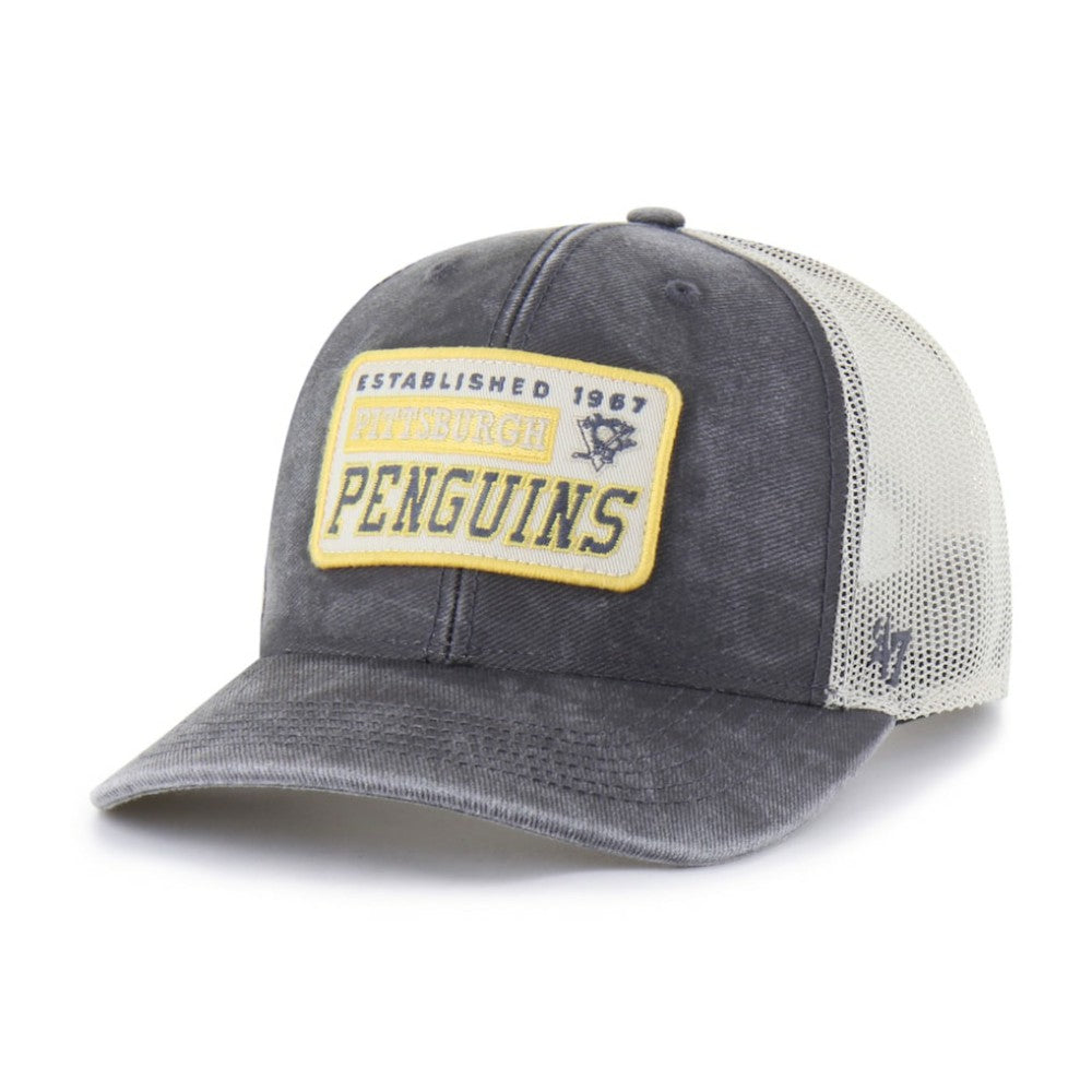 Pittsburgh Penguins '47 Canteen Pigment Dyed Patch Trucker Adjustable Hat - Charcoal - NHL
