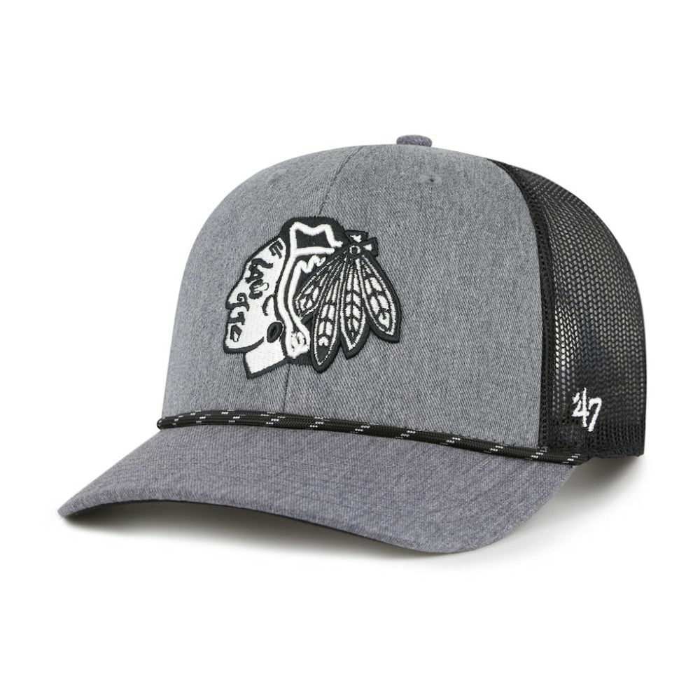 Chicago Blackhawks '47 Carbon Rope Trucker Adjustable Hat - Gray - NHL