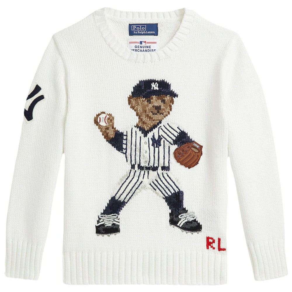 Yankees Polo Ralph Lauren Preschool  Bear Pullover Sweater - MLB