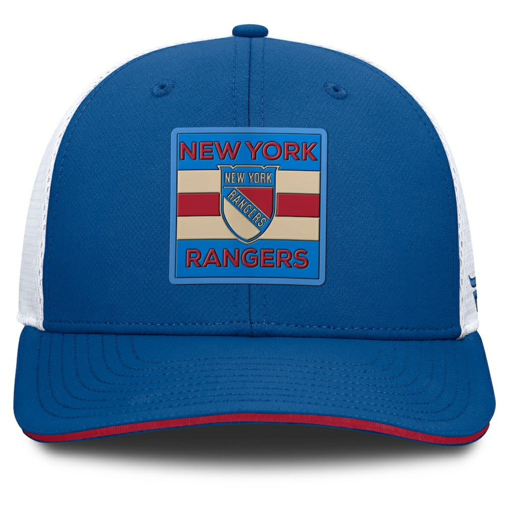 New York Rangers Fanatics Centennial Authentic Pro Structured Trucker Adjustable Hat - Blue/White - NHL