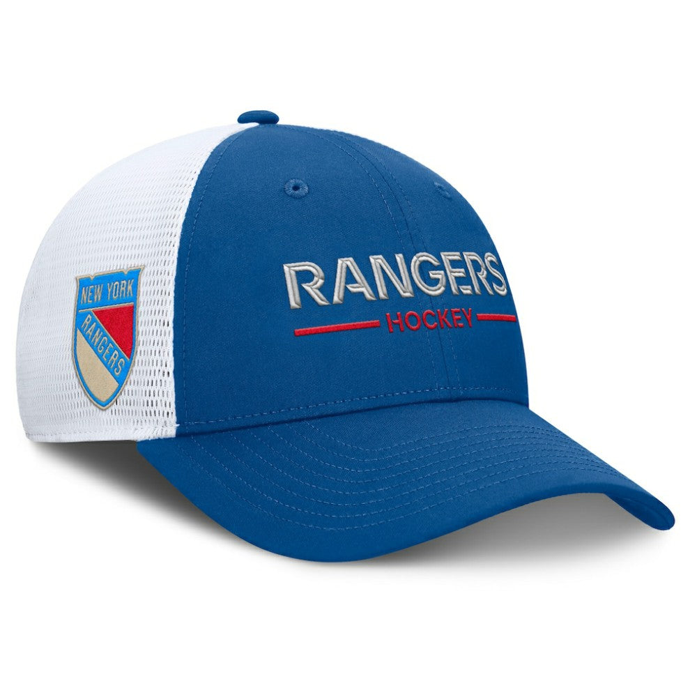 New York Rangers Fanatics Centennial Authentic Pro Structured Trucker Adjustable Hat - Blue/White - NHL