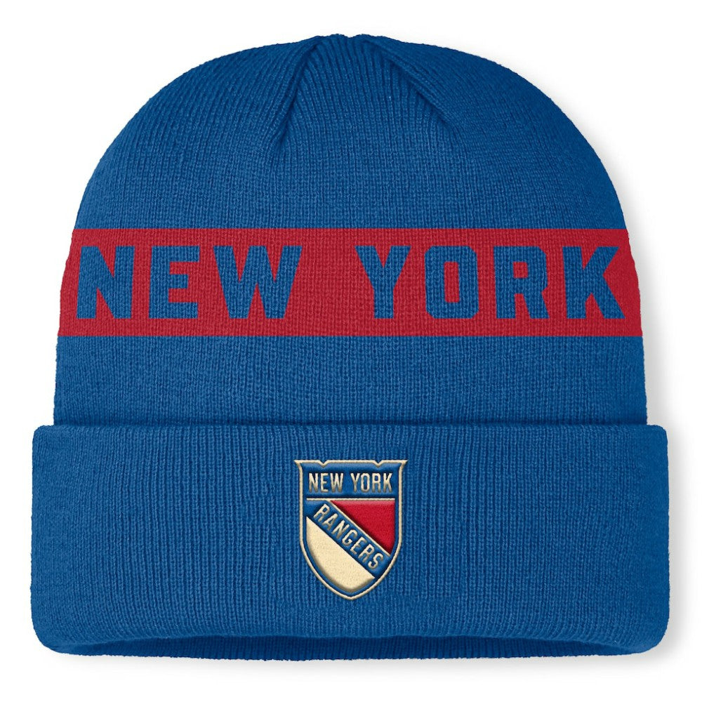 New York Rangers Fanatics Centennial Authentic Pro Cuffed Knit Hat - Blue - NHL