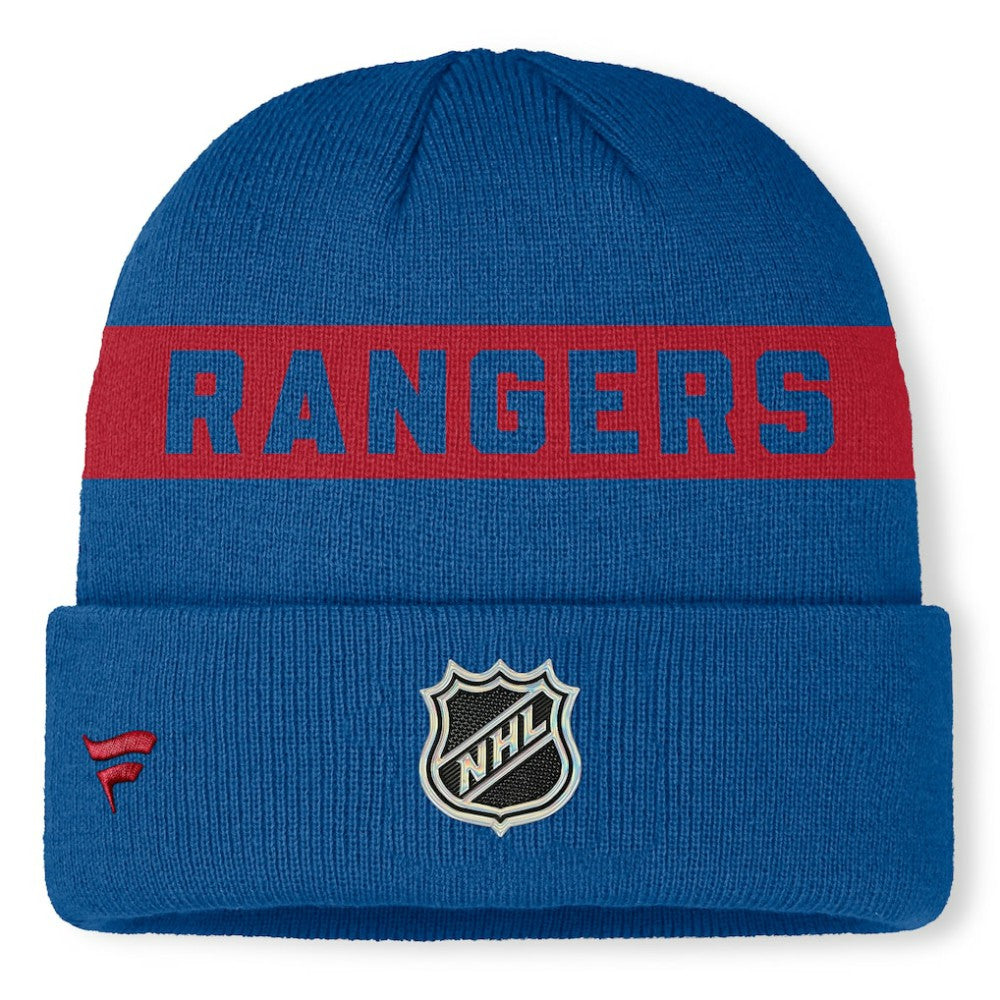 New York Rangers Fanatics Centennial Authentic Pro Cuffed Knit Hat - Blue - NHL