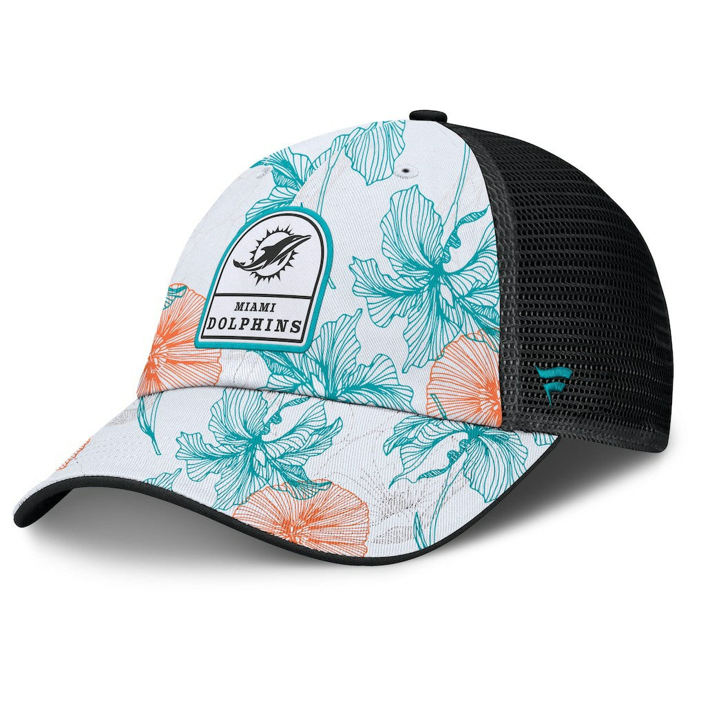 Miami Dolphins Tropical Adjustable Trucker Hat White/Black | Fanatics