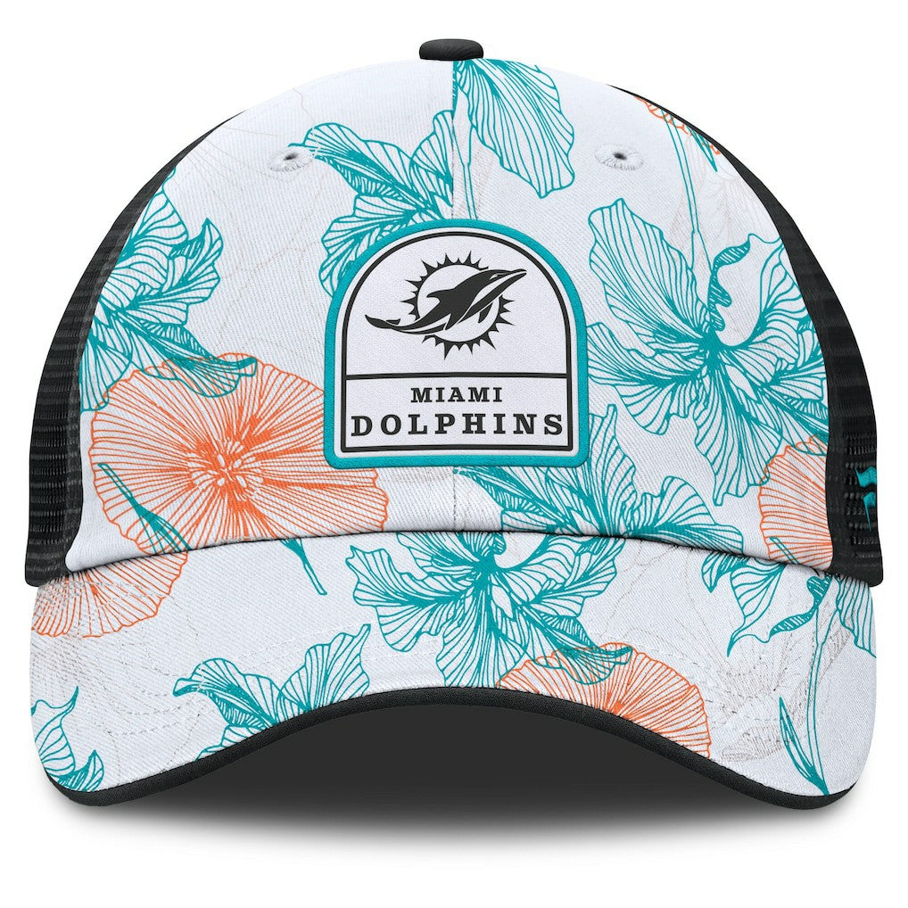 Miami Dolphins Tropical Adjustable Trucker Hat White/Black | Fanatics