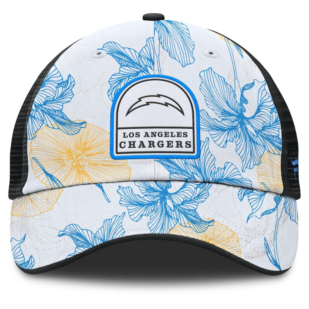 Los Angeles Chargers Tropical Adjustable Trucker Hat White/Black | Fanatics