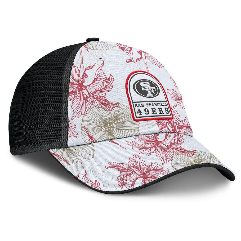 San Francisco 49ers Tropical Adjustable Trucker Hat White/Black | Fanatics