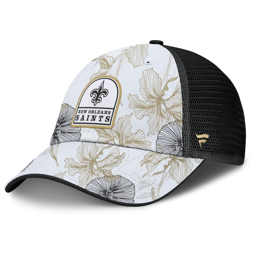 New Orleans Saints Tropical Adjustable Trucker Hat White/Black | Fanatics