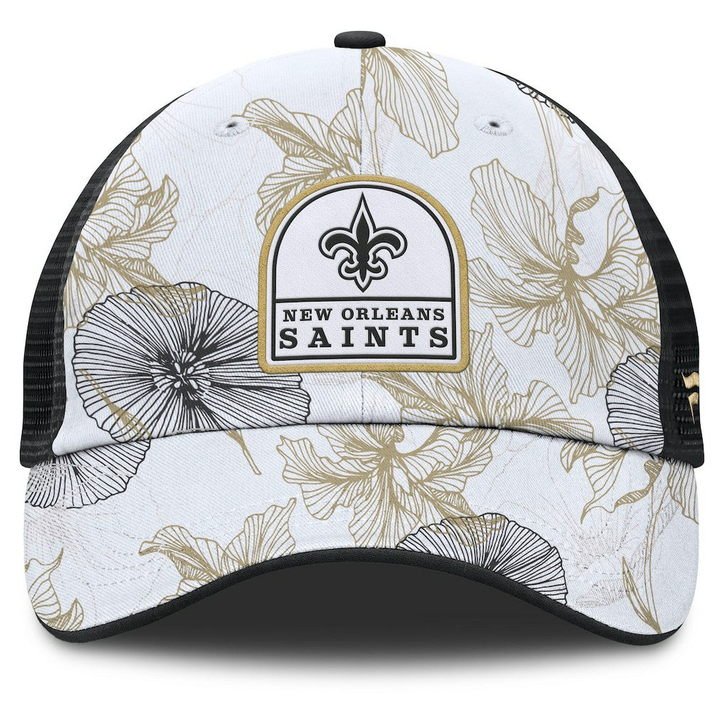 New Orleans Saints Tropical Adjustable Trucker Hat White/Black | Fanatics