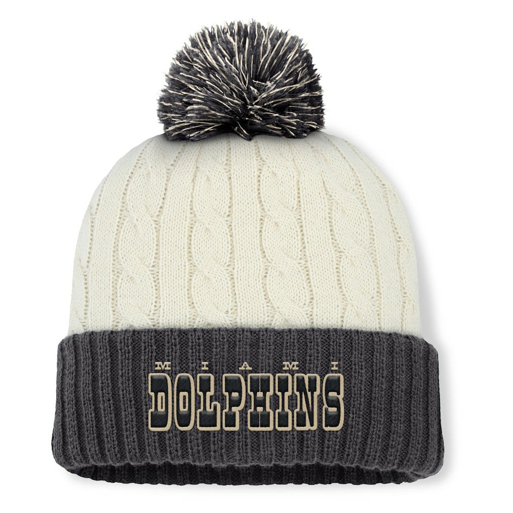 Miami Dolphins Women's Coaxial Cuffed Knit Hat with Pom Cream | Fanatics