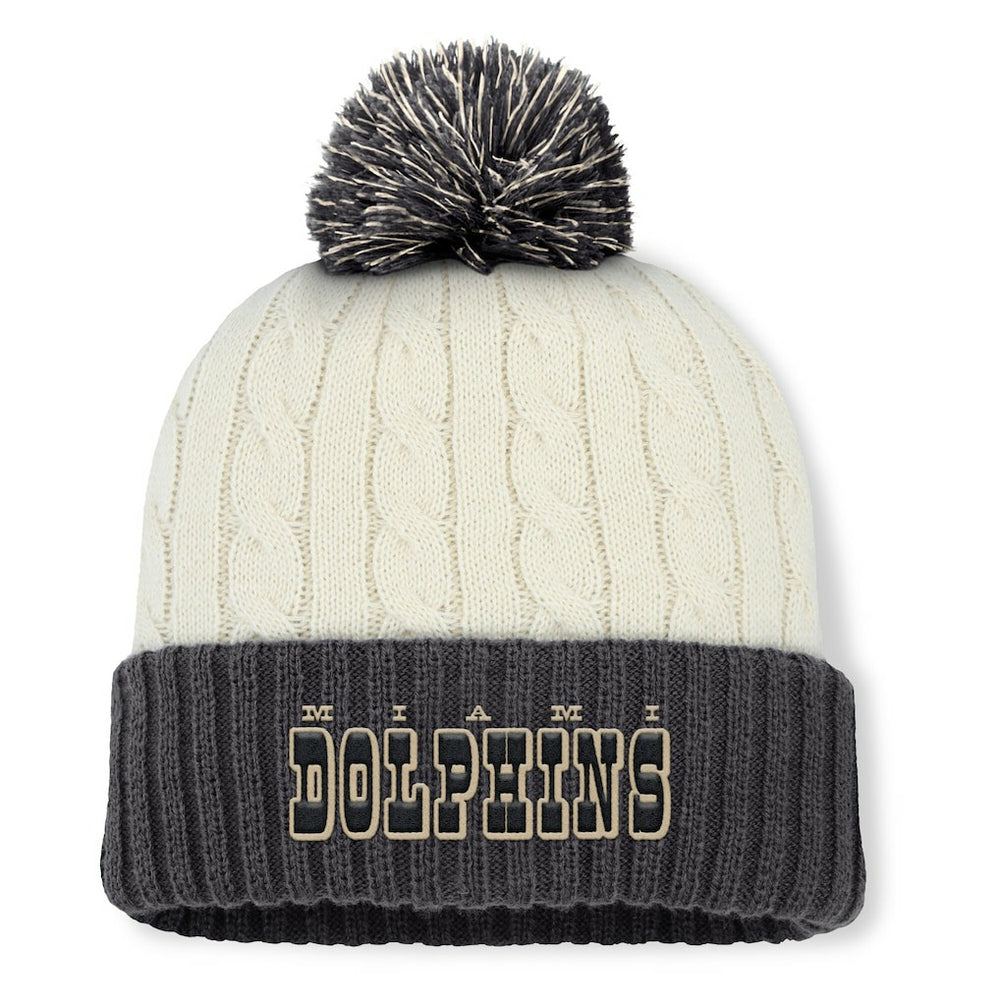 Miami Dolphins Women's Coaxial Cuffed Knit Hat with Pom Cream | Fanatics