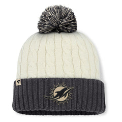 Miami Dolphins Women's Coaxial Cuffed Knit Hat with Pom Cream | Fanatics