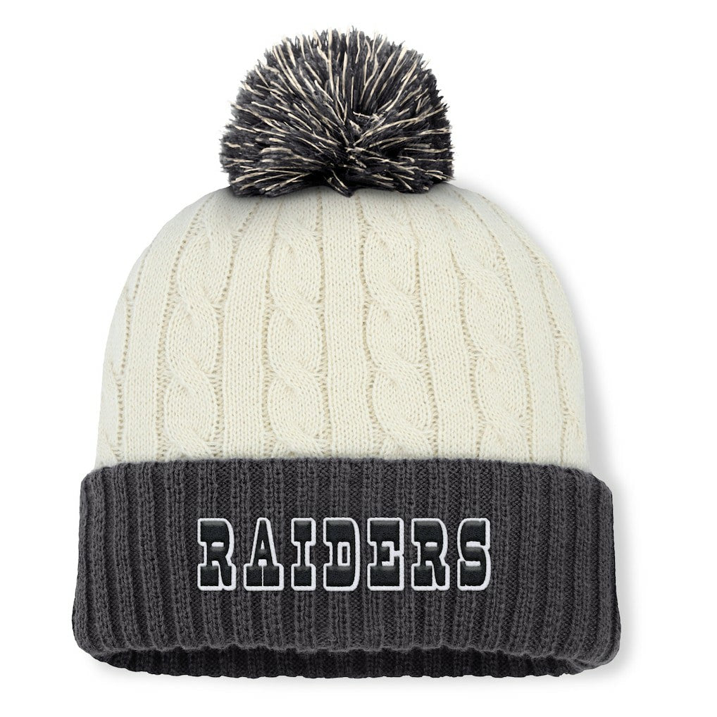 Las Vegas Raiders Women's Coaxial Cuffed Knit Hat with Pom Cream | Fanatics