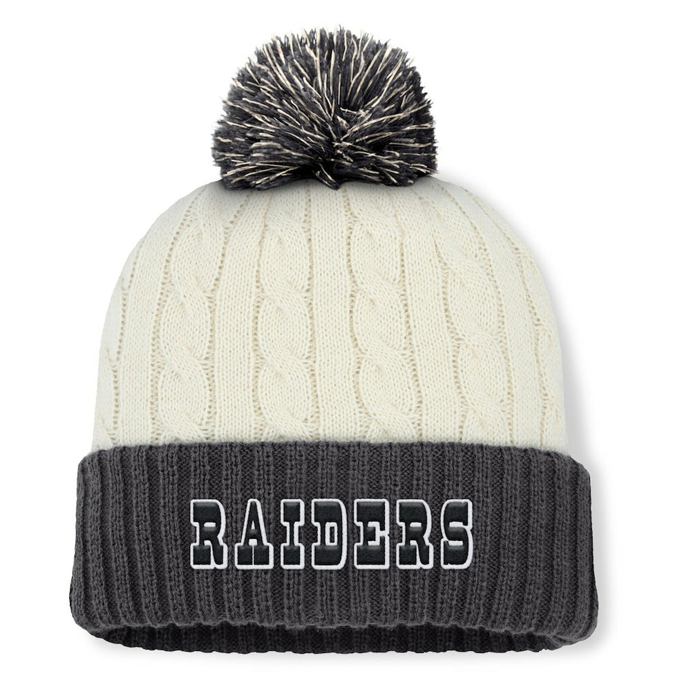 Las Vegas Raiders Women's Coaxial Cuffed Knit Hat with Pom Cream | Fanatics