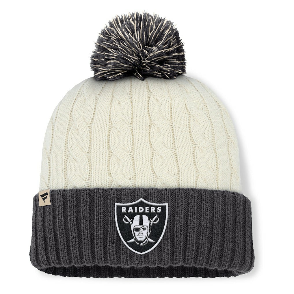 Las Vegas Raiders Women's Coaxial Cuffed Knit Hat with Pom Cream | Fanatics
