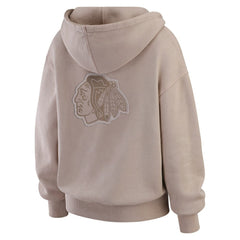 Chicago Blackhawks WEAR by Erin Andrews Women's Washed Pullover Crewdie - Tan - NHL