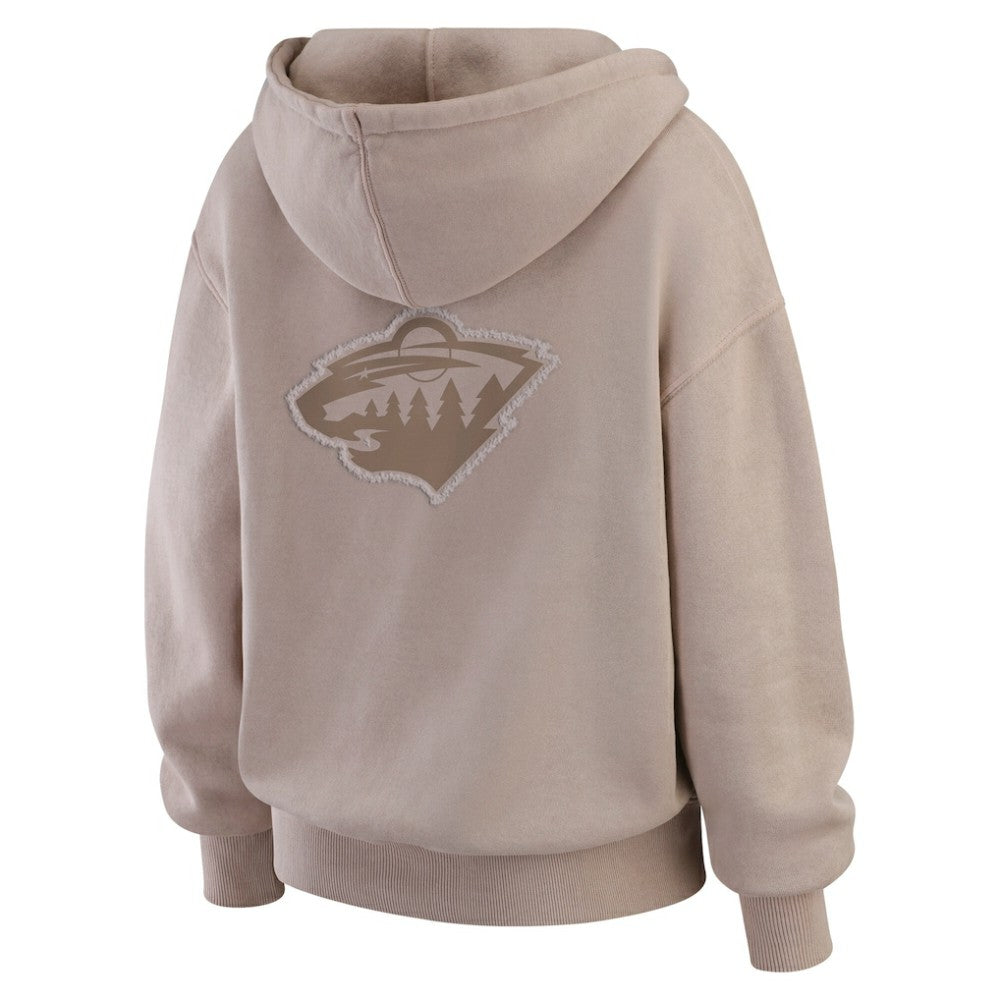 Minnesota Wild WEAR by Erin Andrews Women's Washed Pullover Crewdie - Tan - NHL