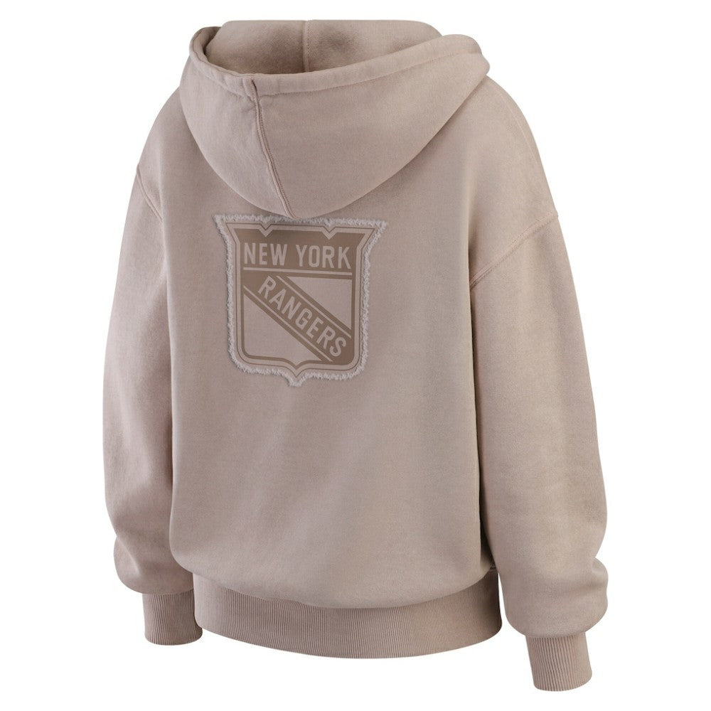 New York Rangers WEAR by Erin Andrews Women's Washed Pullover Crewdie - Tan - NHL