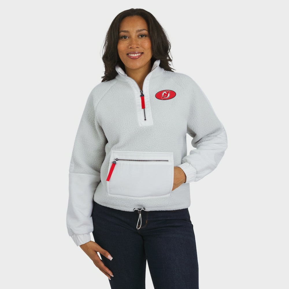 New Jersey Devils WEAR by Erin Andrews Women's Polar Fleece Quarter-Zip Jacket - Gray - NHL