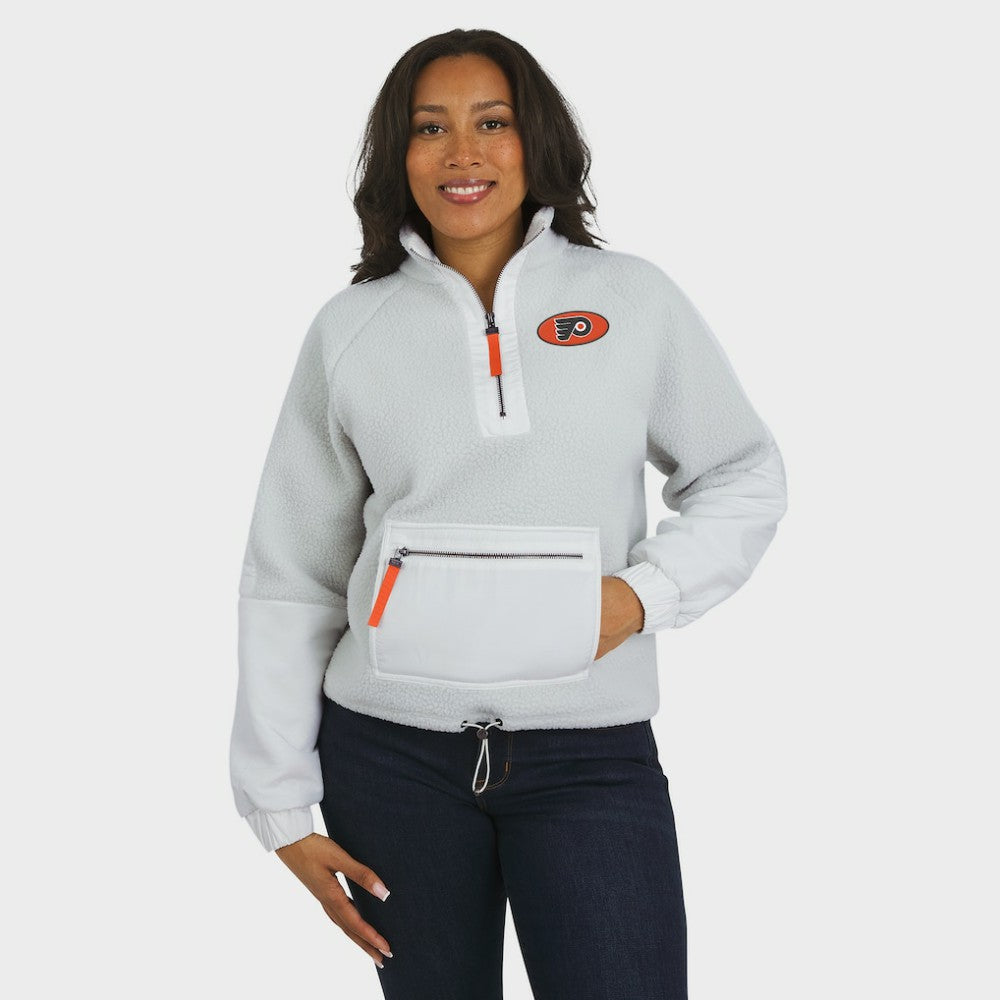 Philadelphia Flyers WEAR by Erin Andrews Women's Polar Fleece Quarter-Zip Jacket - Gray - NHL