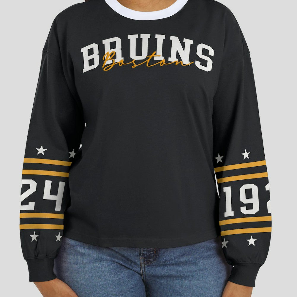 Boston Bruins WEAR by Erin Andrews Women's Long-Sleeve Sport T-Shirt - Black - NHL