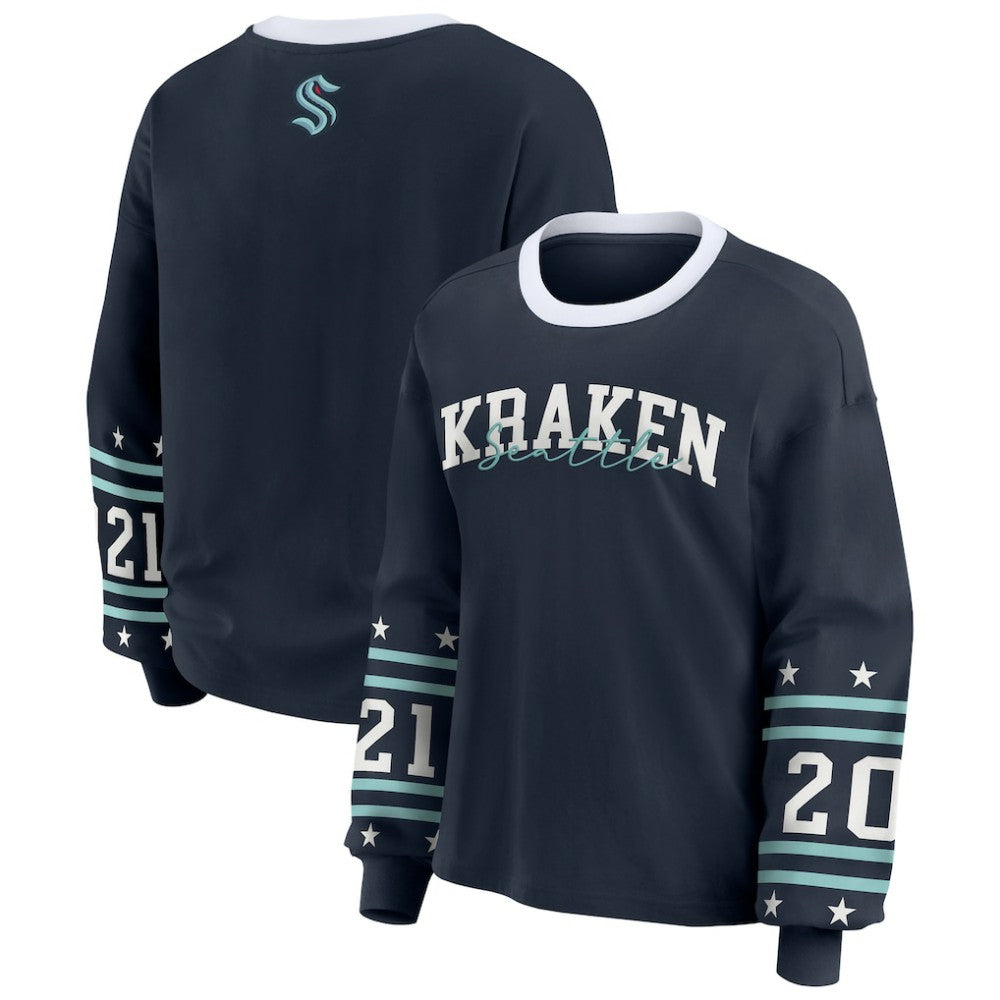 Seattle Kraken WEAR by Erin Andrews Women's Long-Sleeve Sport T-Shirt - Deep Sea Blue - NHL
