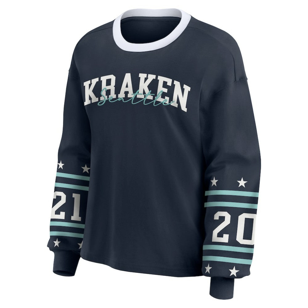 Seattle Kraken WEAR by Erin Andrews Women's Long-Sleeve Sport T-Shirt - Deep Sea Blue - NHL