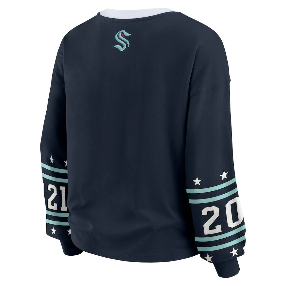 Seattle Kraken WEAR by Erin Andrews Women's Long-Sleeve Sport T-Shirt - Deep Sea Blue - NHL