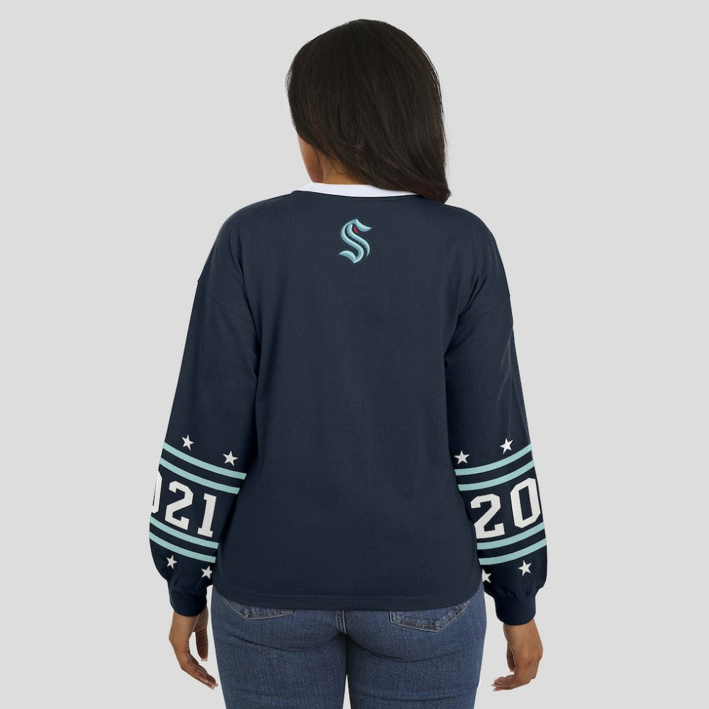 Seattle Kraken WEAR by Erin Andrews Women's Long-Sleeve Sport T-Shirt - Deep Sea Blue - NHL