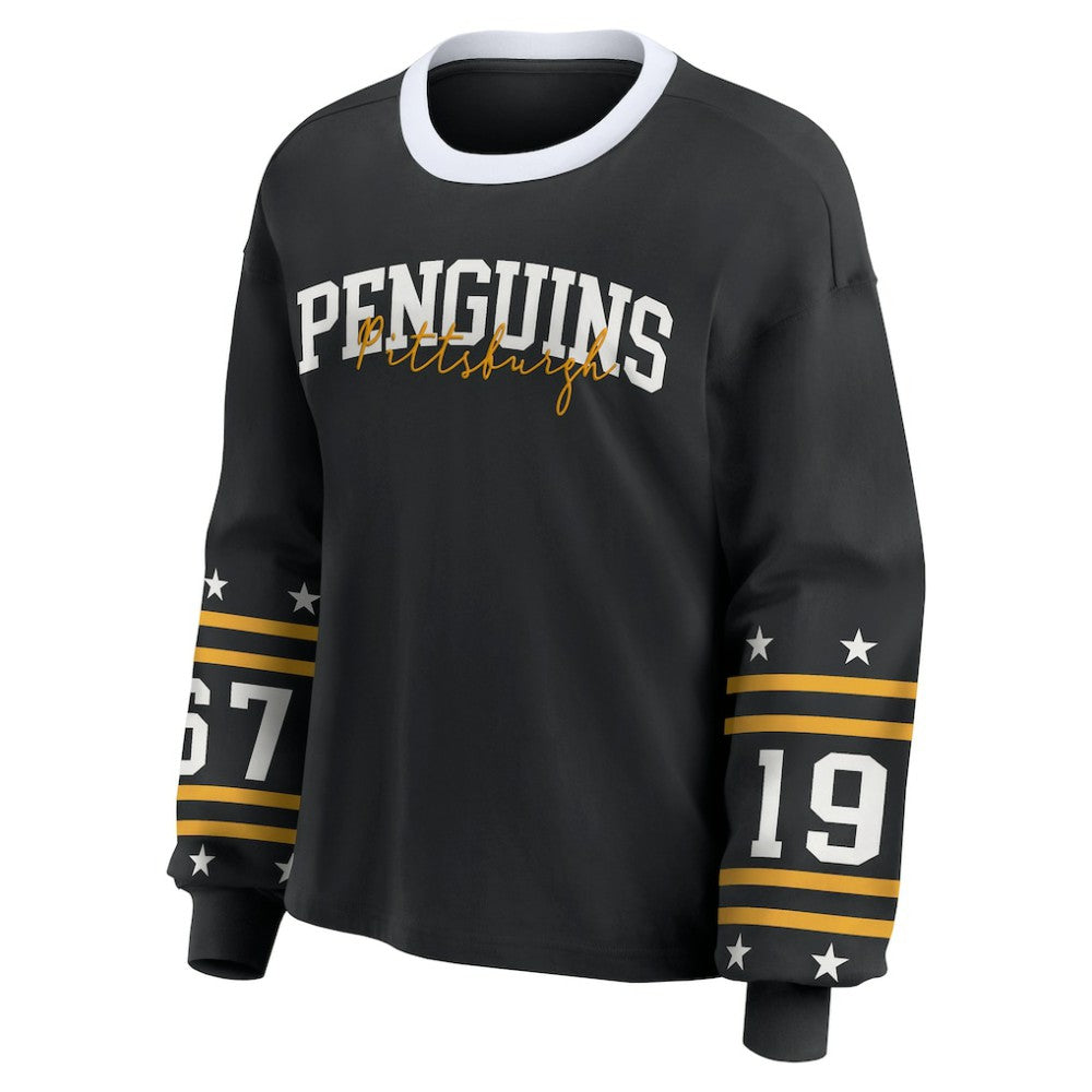 Pittsburgh Penguins WEAR by Erin Andrews Women's Long-Sleeve Sport T-Shirt - Black - NHL