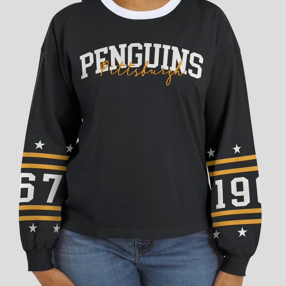 Pittsburgh Penguins WEAR by Erin Andrews Women's Long-Sleeve Sport T-Shirt - Black - NHL