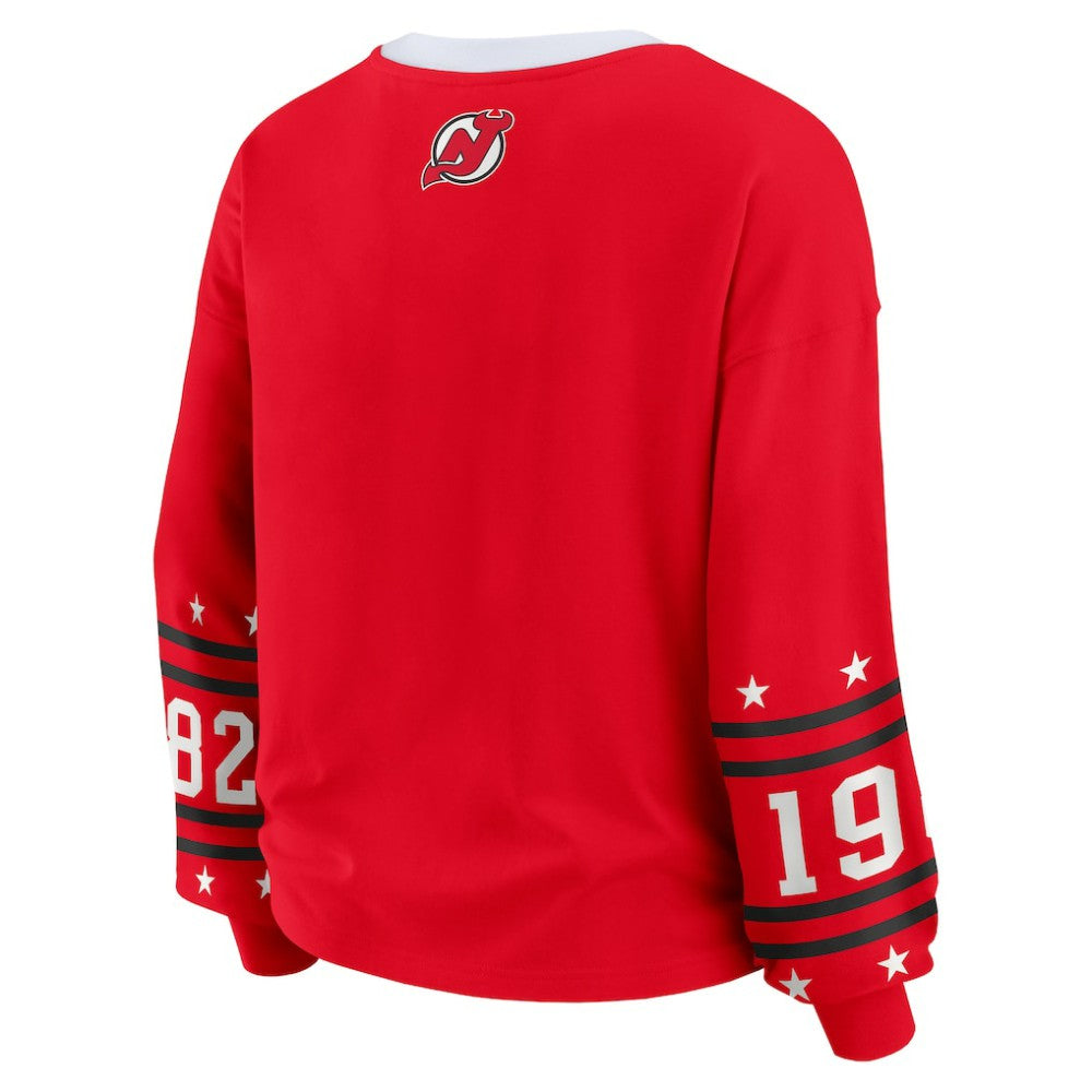 New Jersey Devils WEAR by Erin Andrews Women's Long-Sleeve Sport T-Shirt - Red - NHL