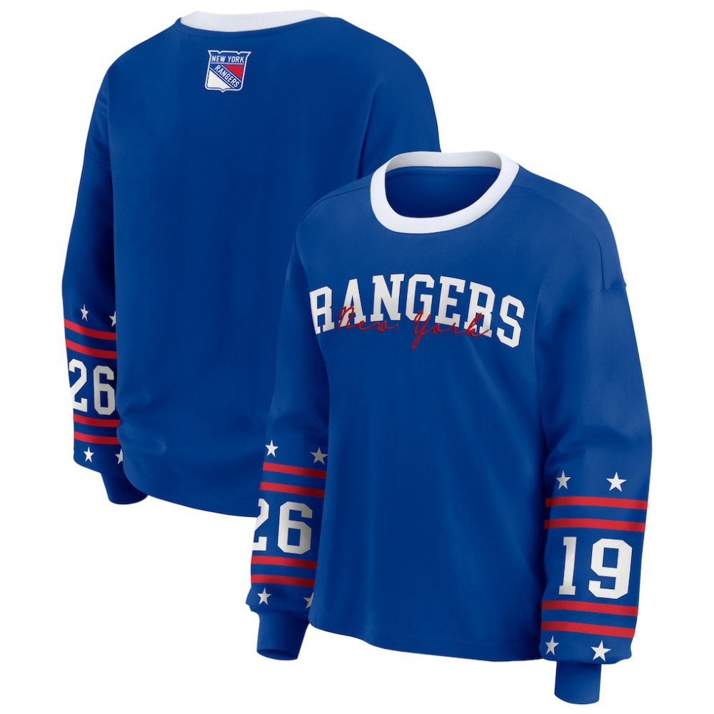 New York Rangers WEAR by Erin Andrews Women's Long-Sleeve Sport T-Shirt - Blue - NHL