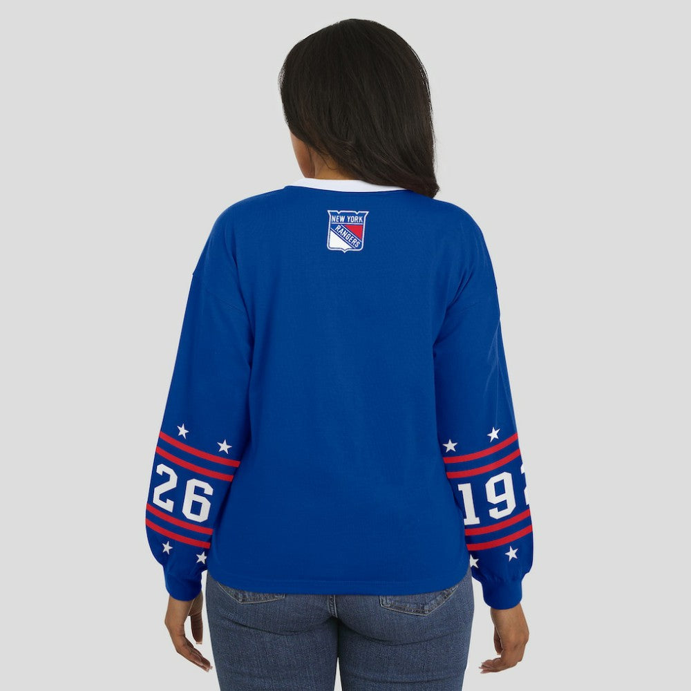 New York Rangers WEAR by Erin Andrews Women's Long-Sleeve Sport T-Shirt - Blue - NHL