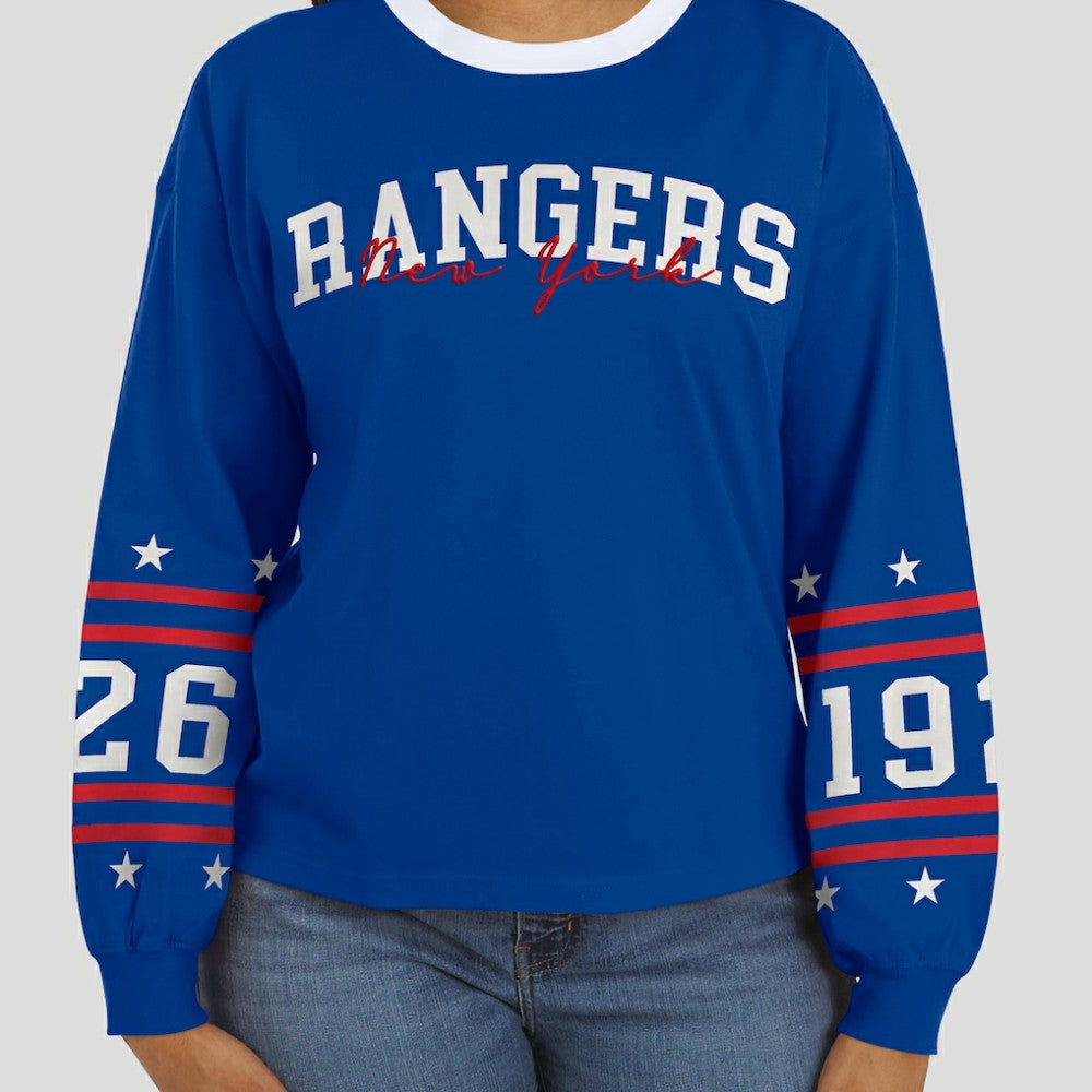 New York Rangers WEAR by Erin Andrews Women's Long-Sleeve Sport T-Shirt - Blue - NHL
